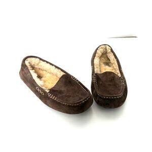 UGG Australia Slippers Brown Suede Shearling Moccasin Cozy Women Size 6